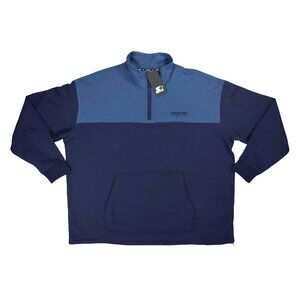 Starter 1/4 Zip Fleece Pullover w/Kangaroo Pocket Men's Sweatshirt XXL NWT Blue
